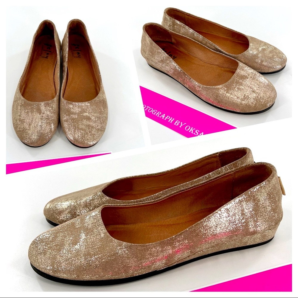French Soles FS/NY metallic gold ballet flats Leather size 11